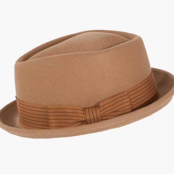 Stylish Tan Fedora Hat with Ribbon 100% Wool - 9th Street by Levine Hats XL 61Cm - Picture 1 of 5